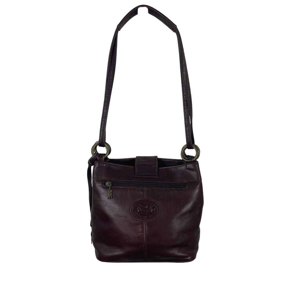 American Angel Brown Leather Crossbody Bag Vintage Made in Colombia